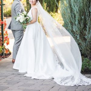 Cathedral length floral lace wedding veil